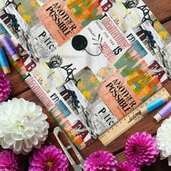 Ткань кулирная гладь коллаж в стиле «лофт»