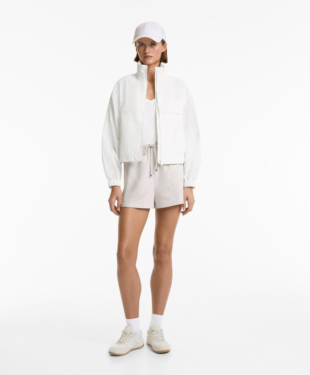 Oysho Шорты широкие с хлопком и модалом, бледно-серый меланж