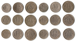 Набор монет из 18 монет - 1952, 1953, 1954, 1955, 1956, 1957 годы — 10 15 20 копеек