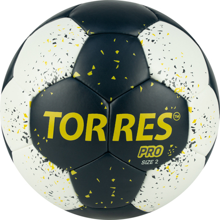 Мяч гандбольный TORRES PRO, H32162, р.2, ПУ, 4 подкл. слоя, гибрид. сшивка, черно-бел-желт
