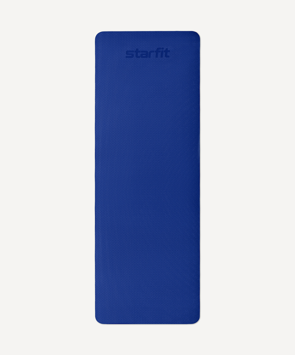 Коврик для йоги и фитнеса STARFIT FM-201, TPE, 183x61x0,4 см, темно-синий/синий