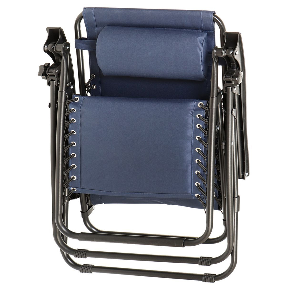 Шезлонг пляжный складной, металл, 165х65х110 см, 100 кг, 2 положения спинки, темный сапфир, двухслойный, YTLC013(2)-blue
