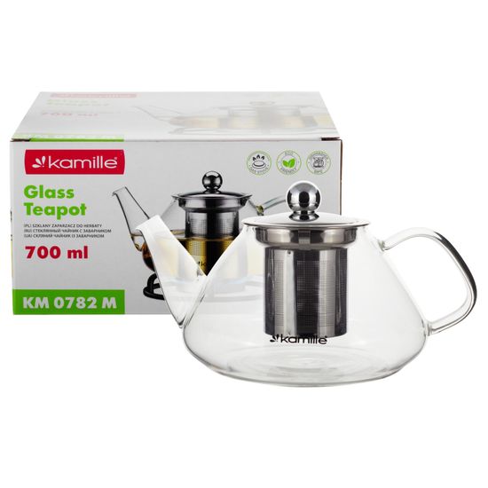 Стеклянный заварочный чайник 700 мл. Kamille KM-0782M со съемным ситечком