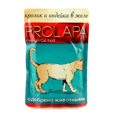 Prolapa Premium 100 г - консервы (пауч) для кошек с кроликом и индейкой (соус)