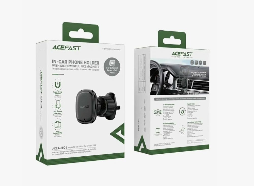Автомобильный держатель для телефона ACEFAST D34 (черный) Magnetic в воздуховод