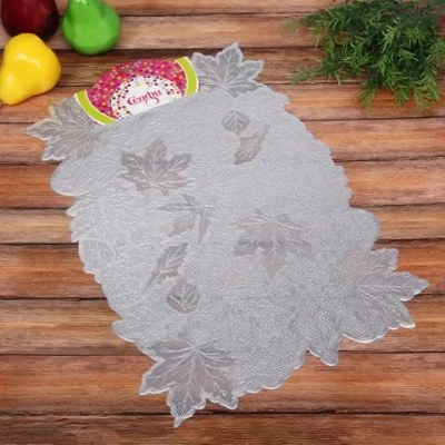 Салфетка на стол 30*45см «Кленовый лист» белая