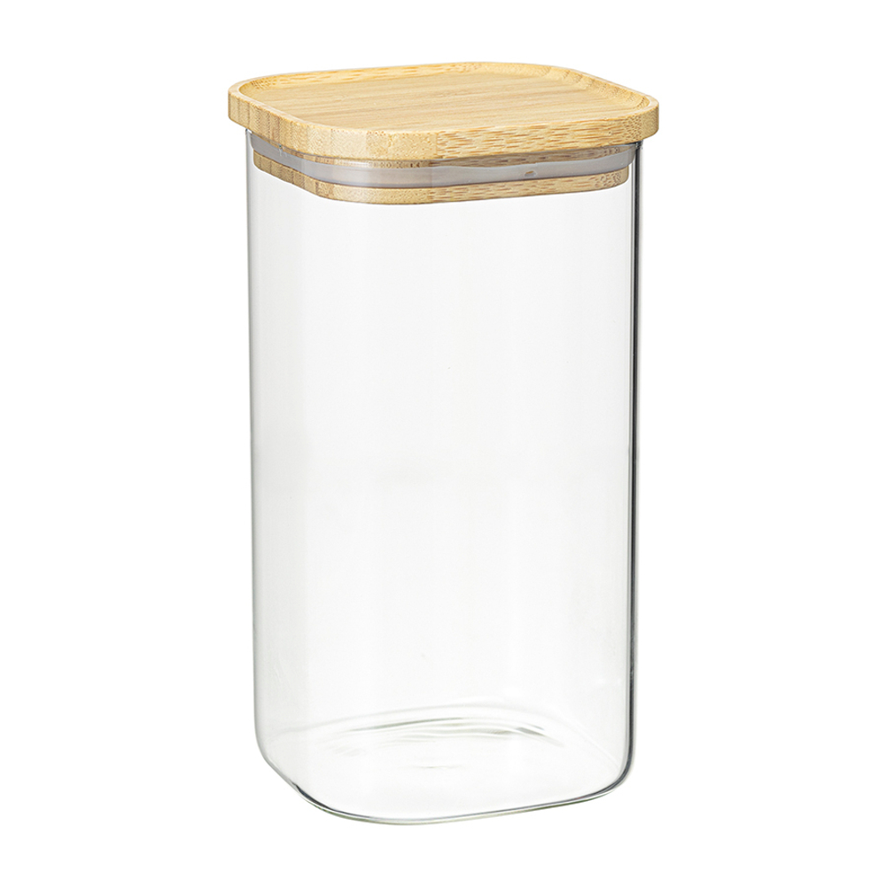 Банка для хранения квадратная glass bamboo, 1,4 л