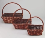 Корзина 40х32х16/41 см Набор 3шт с ручкой (Коричневый)