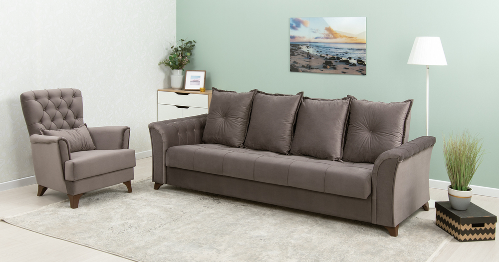 Ирис диван-кровать (серо-коричневый)