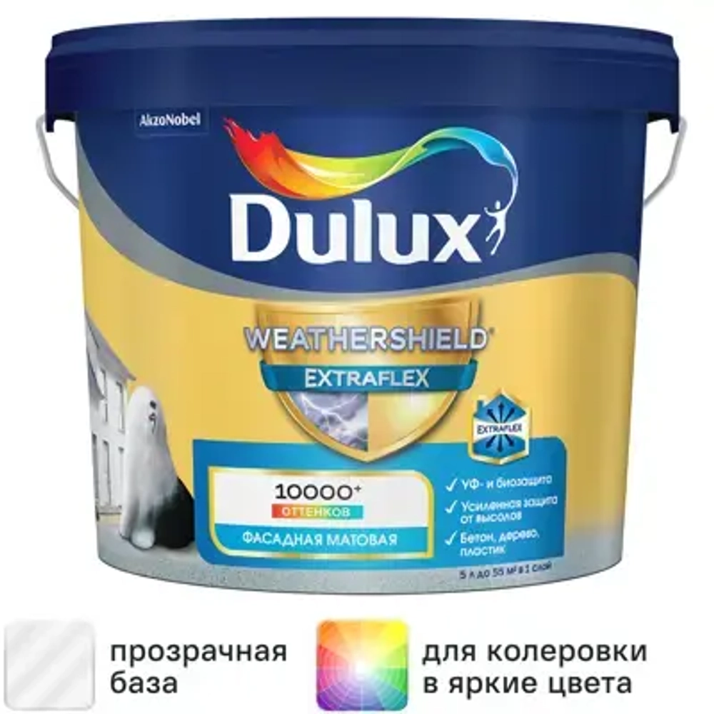 Краска фасадная Dulux Weathershield Extraflex матовая база BC
