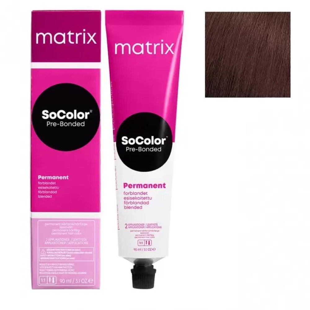 Matrix SoColor Pre-Bonded 4MV Шатен мокка перламутровый Крем-краска для волос, 90мл