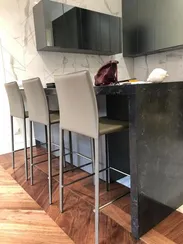 Полубарный стул Rolf серо-коричневая кожа