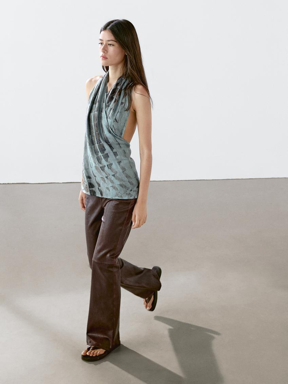 Massimo Dutti Топ внахлест с принтом, синий