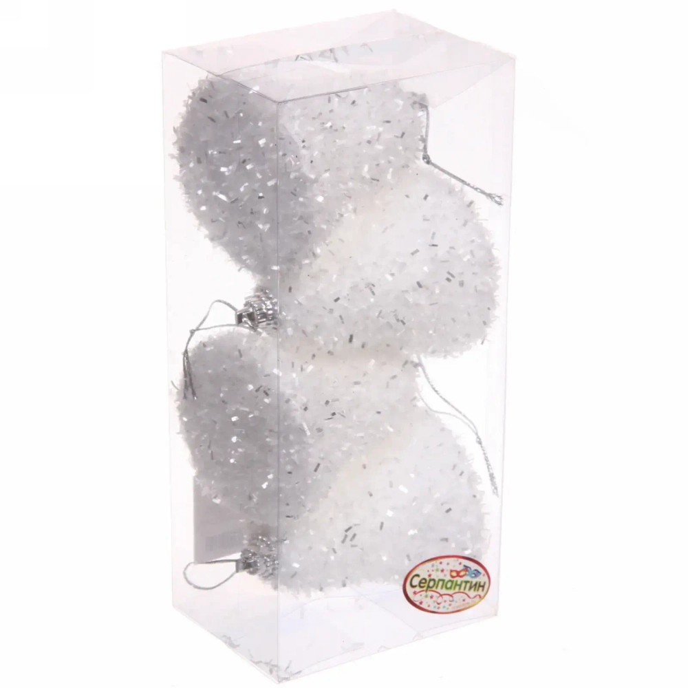 Ёлочные игрушки «Морозный иней» КОЛОКОЛЬЧИК 7 см (набор 4 шт), Белый