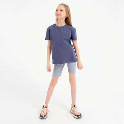 Футболка д/девочки "Basic line", цвет графитовый, р.134. 7444537, 1 шт.