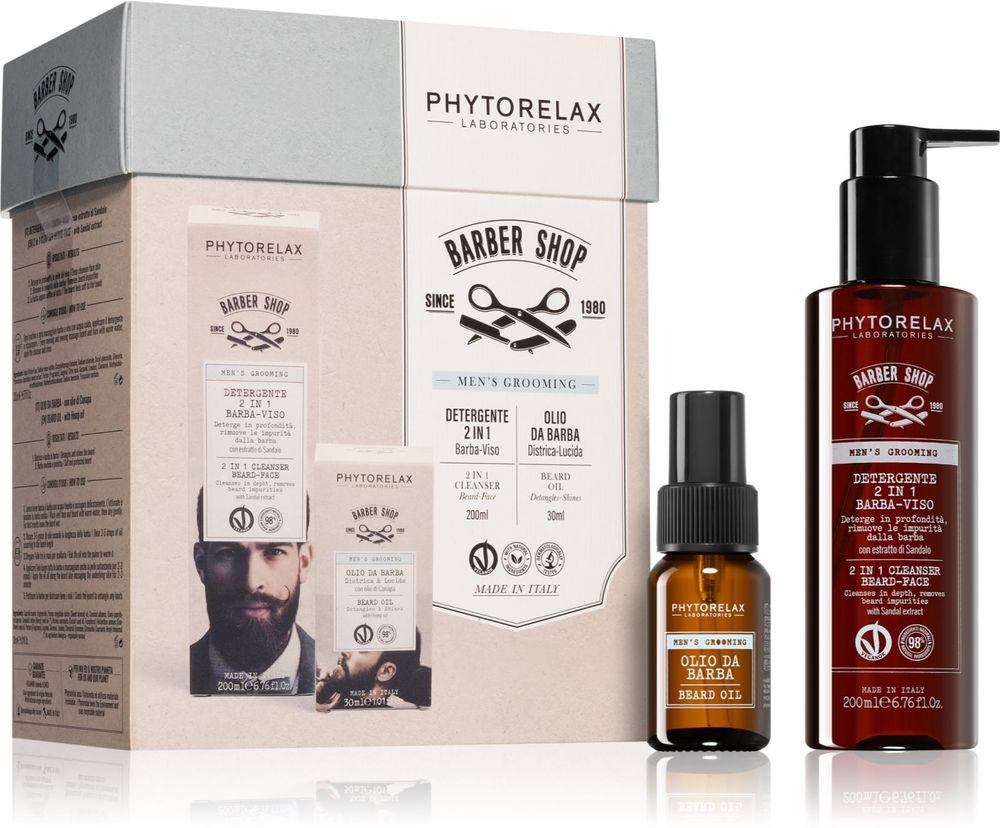 Phytorelax Laboratories cleansing Gel for men 200 ml + nourishing beard oil 30 ml Men&#39;s Grooming Barber Shop