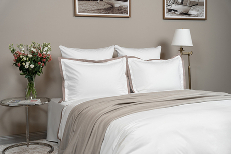 Постельное белье 2 спальное евро Сlaire&Caroll Lili белый с бежевым кантом