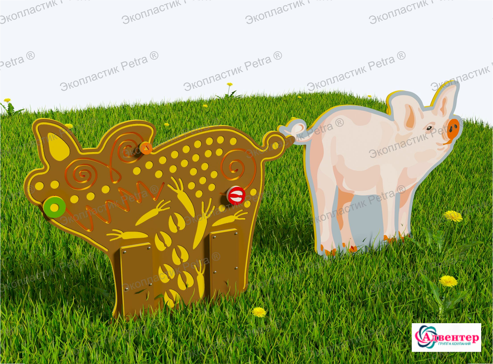 Уличный двусторонний модуль с сенсорными элементами Тактильный топиарий Животные фермы