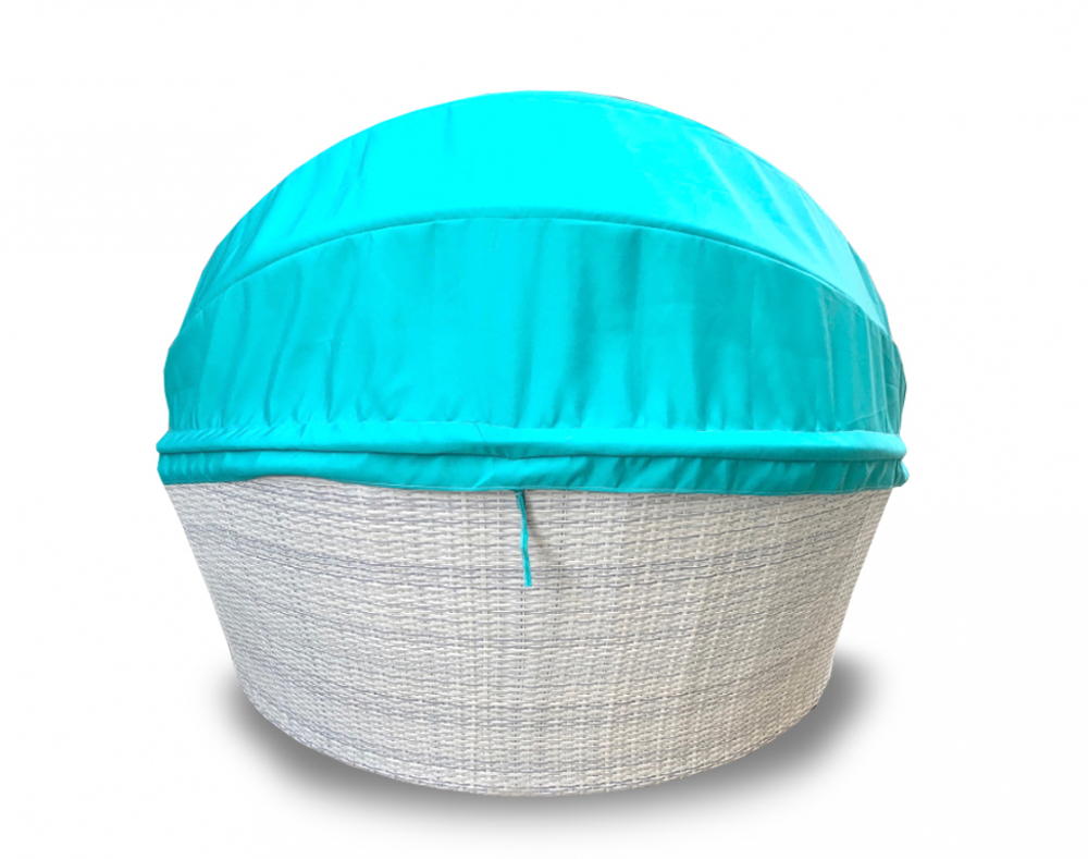 Лаунж-диван плетеный Tagliamento Shell-sunshade, белый, бирюза