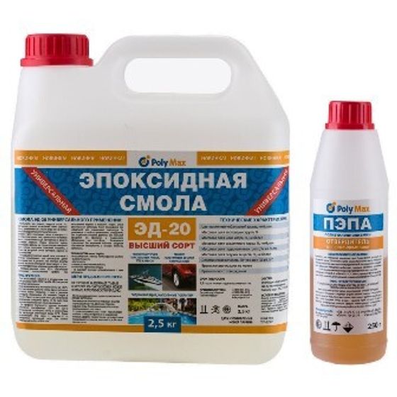 Эпоксидная смола Poly Max Смола YD-128 5кг и отвердитель ТЭТА Эпоксидная 5,5л