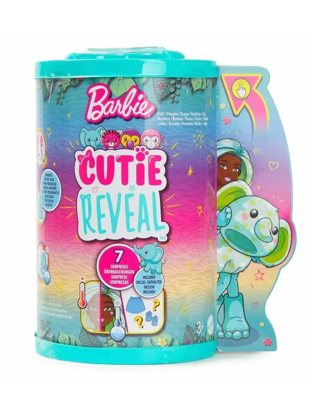 Барби Cutie Reveal HKR13, кукла-сюрприз в мягком костюме слонёнка