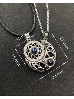 Парные кулоны Солнце и Луна полумесяц на тонкой цепочке