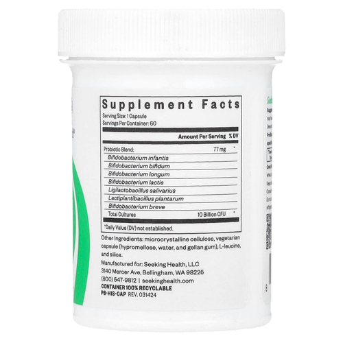 Seeking Health, ProBiota HistaminX, пробиотики, 10 млрд КОЕ, 60 вегетарианских капсул