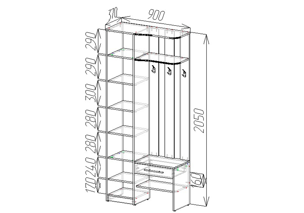 Прихожая ПР-01 Табак / Артвуд