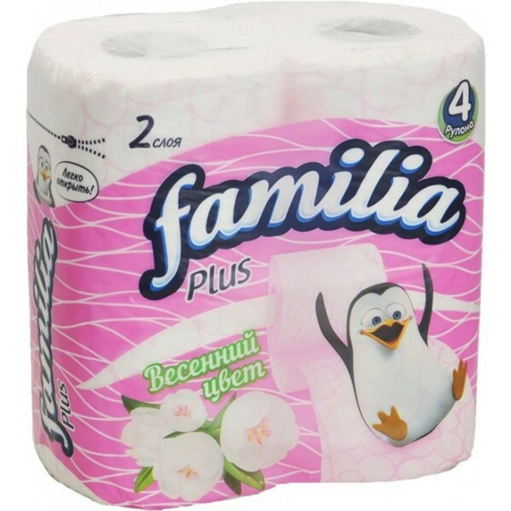 Бумага туалетная FAMILIA PLUS 2 сл., 4 рул., Весенний цвет