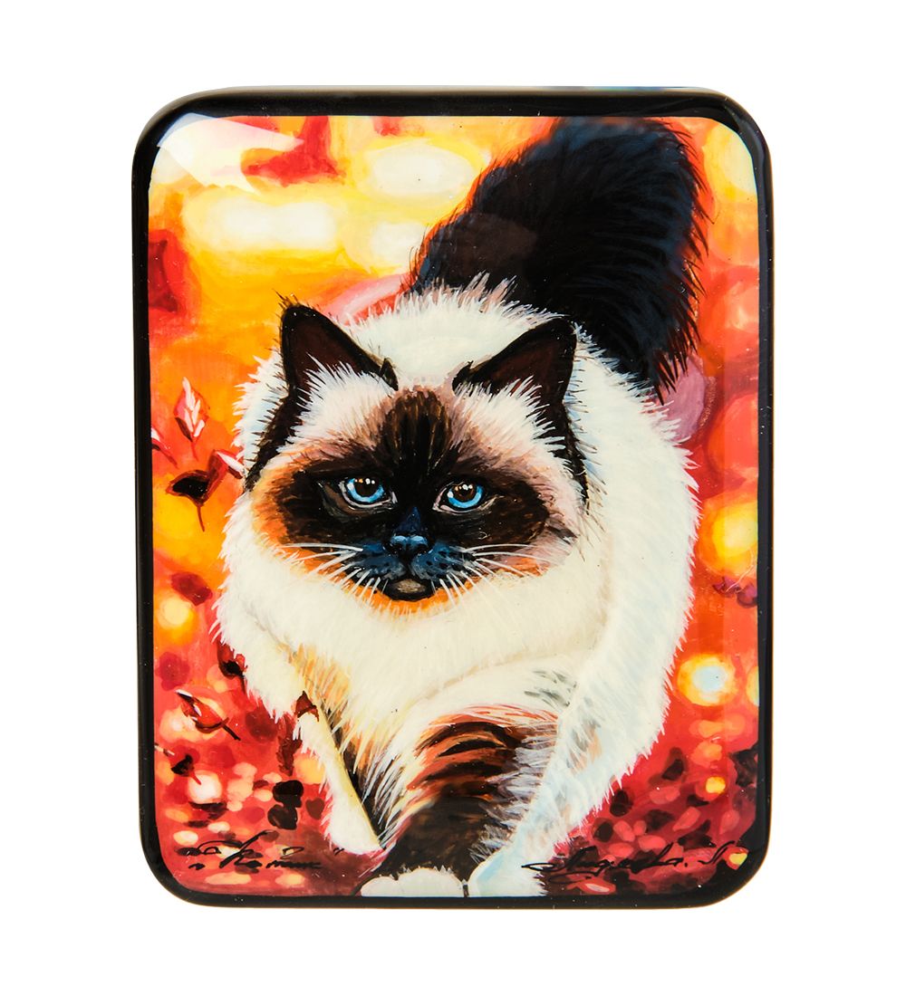 Народные промыслы ШК-55/167-D Шкатулка «Котик» исп. Лидяева