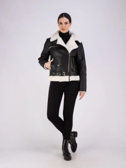 Дубленка зимняя натуральная короткая авиатор Турция