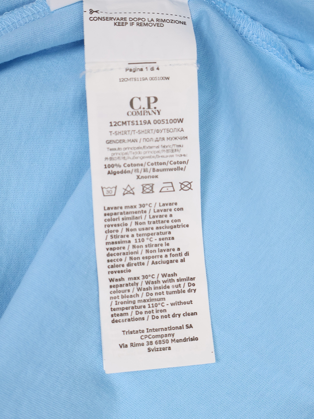 Футболка C.P. Company 30/1 Jersey Label Logo Blue