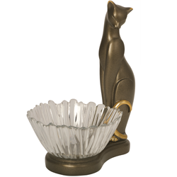 Фруктовница-конфетница Кошка Шелби Бронза
