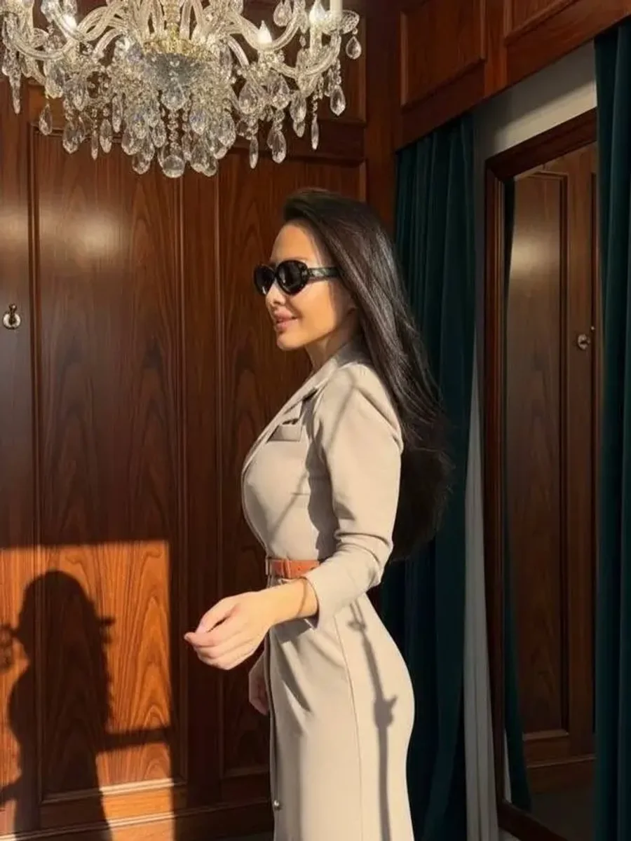 Платье "4 Seasons" с длинным рукавом, Бежевый