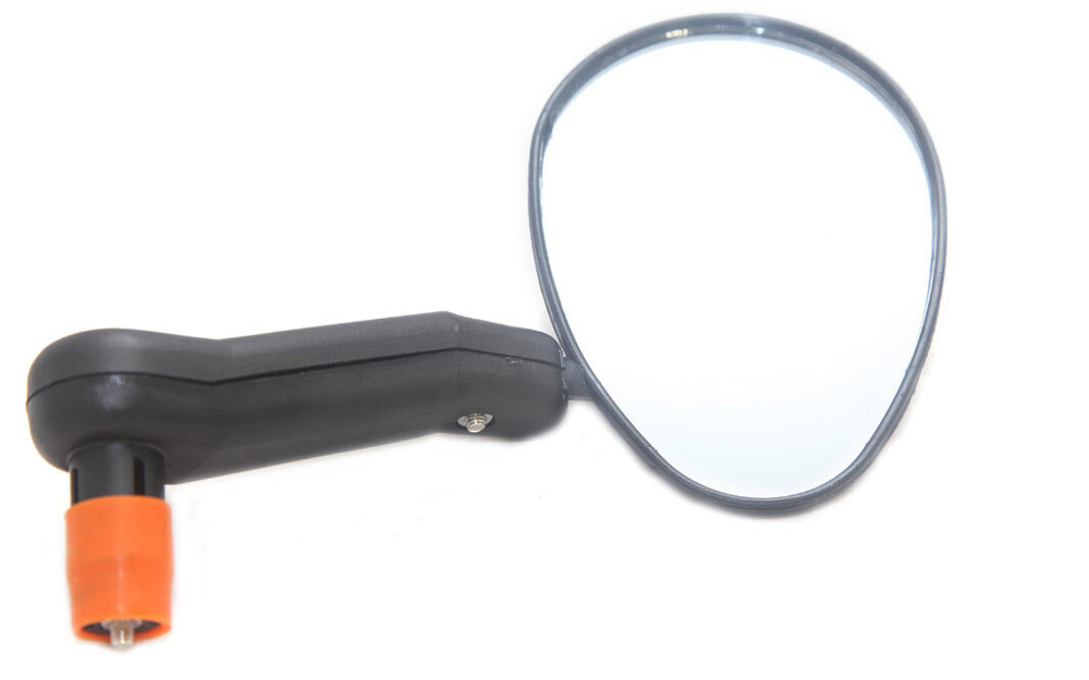 Зеркало заднего вида DX-222L, левое, крепление в торец руля, плоское, одна плоскость регулировки, 110х80мм, пластик, черное