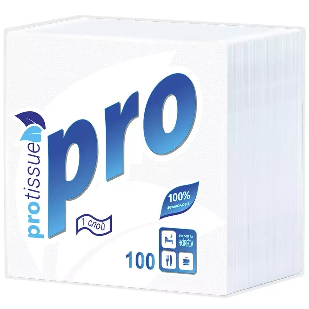 Салфетки бумажные PRO БЕЛЫЕ 1-сл. 100л.