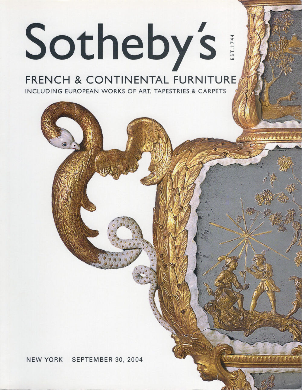 Каталог аукциона Sotheby's, Нью-Йорк, Французская и континентальная мебель, предметы европейского искусства, гобелены, ковры от 30 сентября 2004 года