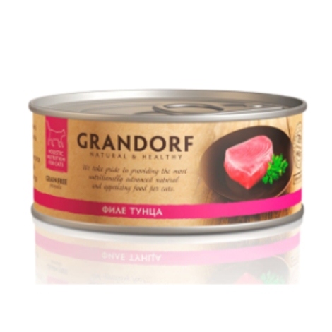 Влажный корм GRANDORF Tuna in Broth филе тунца в бульоне консервы для кошек (в желе) 6уп по 70гр