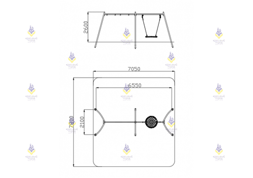 Качели металлические тип-1 «Гнездо и место для 2 подвесов»