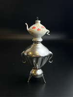 Ёлочная игрушка редкая Самовар с чайником, стекло, 16.5 см, подвесная, Ленинградское производство Игрушка, ручная роспись, винтаж СССР 1960-1980 гг