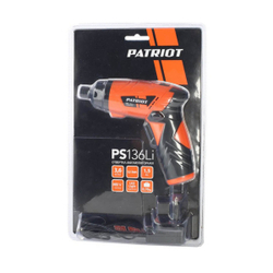 Отвертка аккумуляторная Patriot PS 136Li, 3,6 В, 1,5 Ач Li-ion, комплект бит