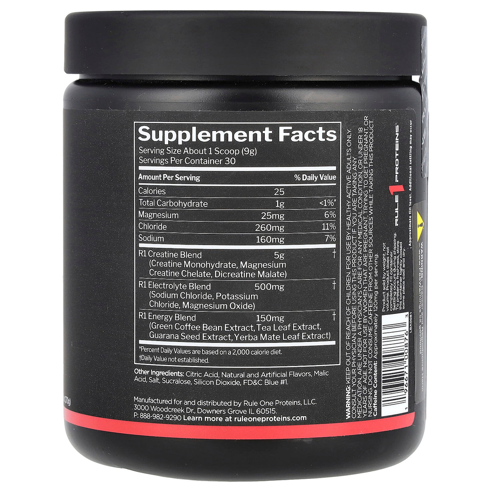 Rule One Proteins, заряженный креатин, лимонад с голубой малиной, 270 г (9,52 унции)