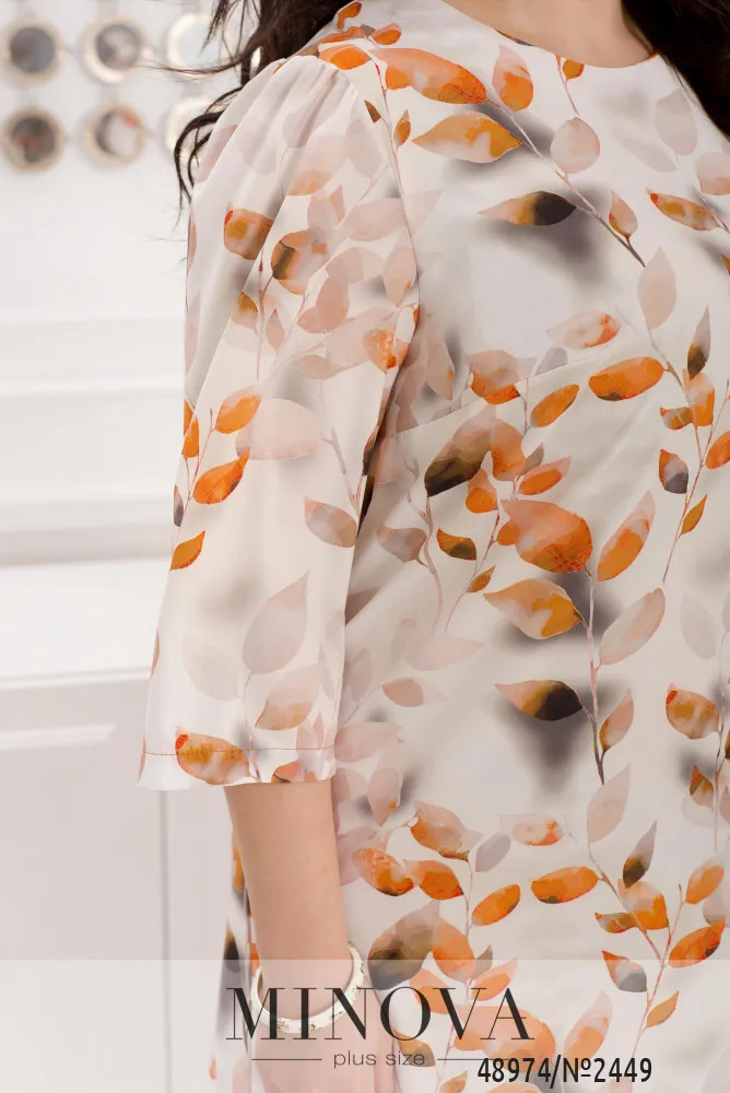 Платье 2449-белый-оранжевый Minova