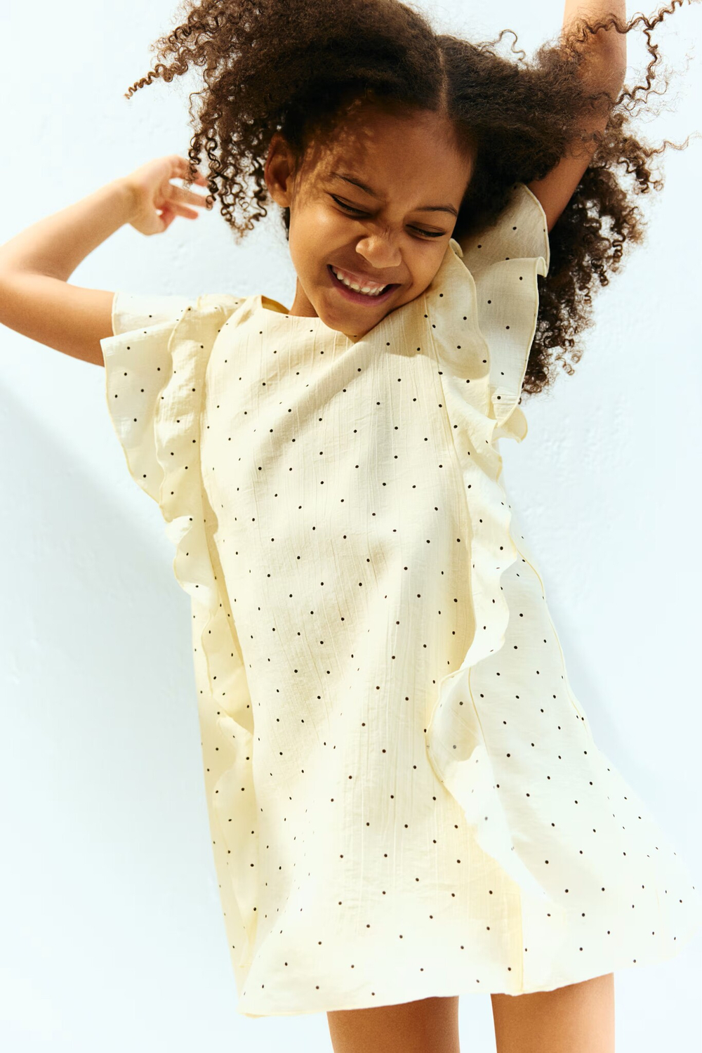 H&M Платье с оборками, светло-желтый