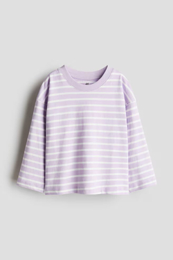H&M Футболка из хлопка с длинными рукавами, светло-фиолетовый