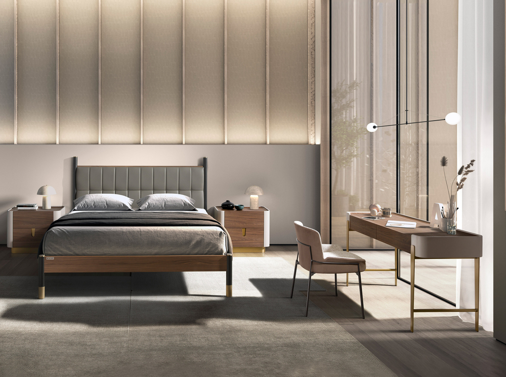 Стул 4171 из серой ткани и коричневого бархата