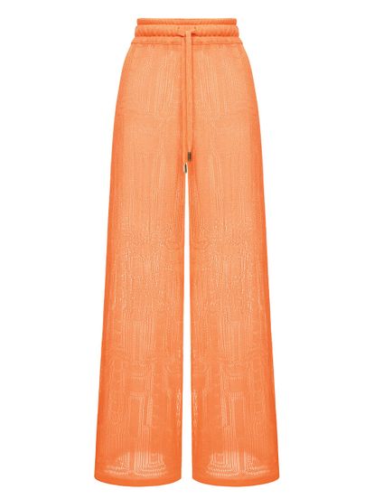 Женские брюки оранжевого цвета из вискозы - фото 1