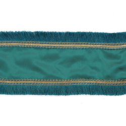 Лента SATIN FRINGED EDGES RIBBON GRN/GLD Goodwill Зеленый / Золотой