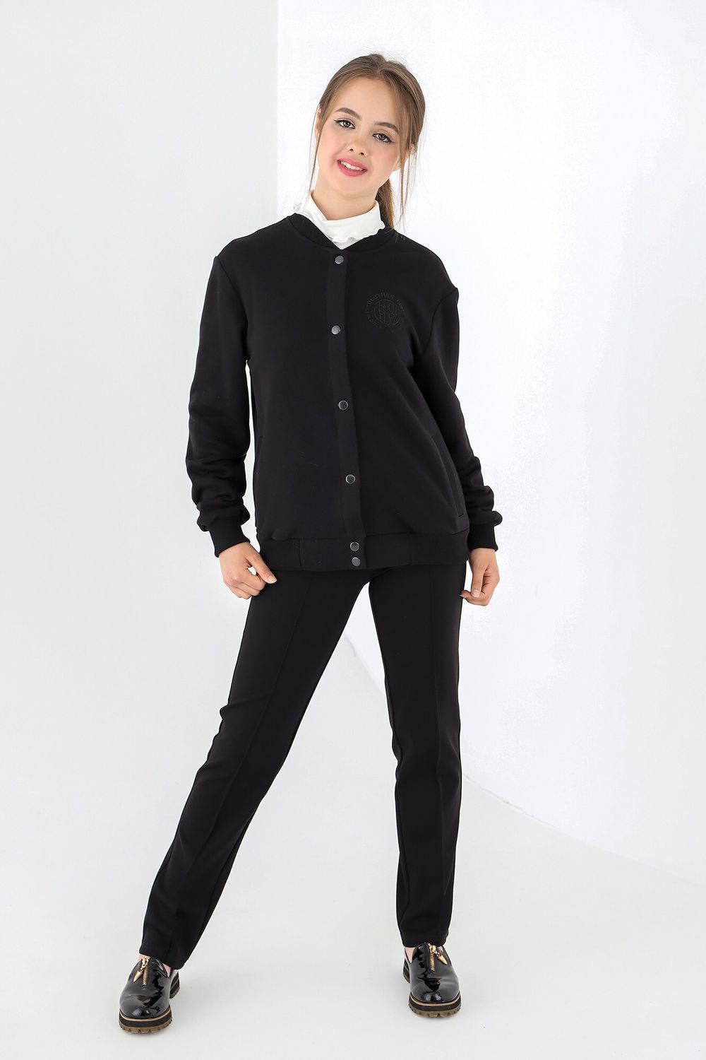 Джемпер для девочки Бомбер-1 Виотекс ЧЁРНЫЙ