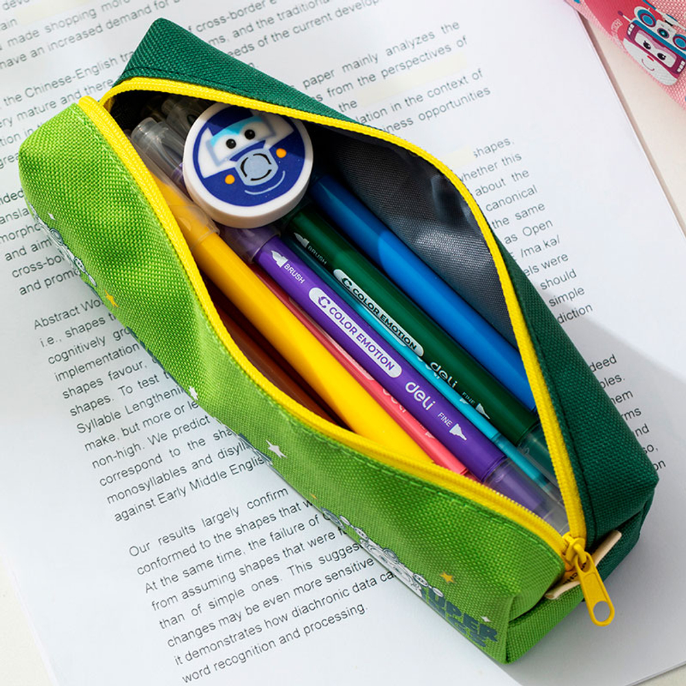 Пенал 1 отделение Deli "Super wings", 190х55х50 мм, на молнии, ассорти